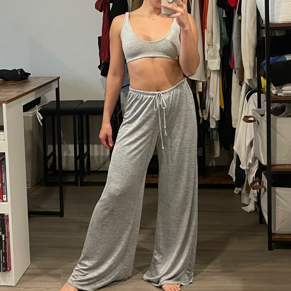 Victoria’s Secret Silver Wide Leg Lounge Bottoms Pajama Pants